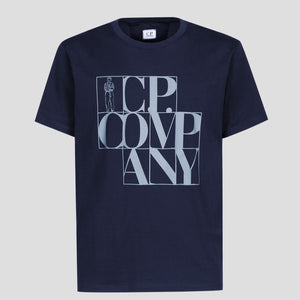 CP Company 30/1 Jersey Short Sleeve Vintage Logo T-Shirt navy blue