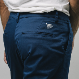 Pleated Chino Pants Navy side view